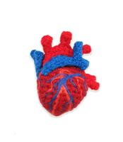 Hand-Crocheted Human Heart Brooch (Red)