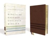 NVI Biblia De Estudio, Teología Bíblica, Leathersoft, Café, Interior a Cuatro Colores