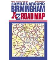 A-Z 50 Miles Around Birmingham Road Map