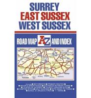 Surrey, E Sussex and W Sussex Road Map