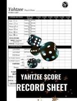 Yahtzee Score Record Sheet