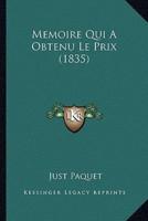 Memoire Qui A Obtenu Le Prix (1835)
