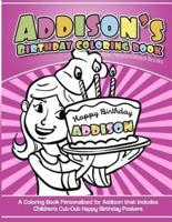 Addison's Birthday Coloring Book Kids Personalized Books